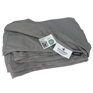 Pure Bamboo Flat Sheet Gray Organic Viscose Cooling Soft Queen